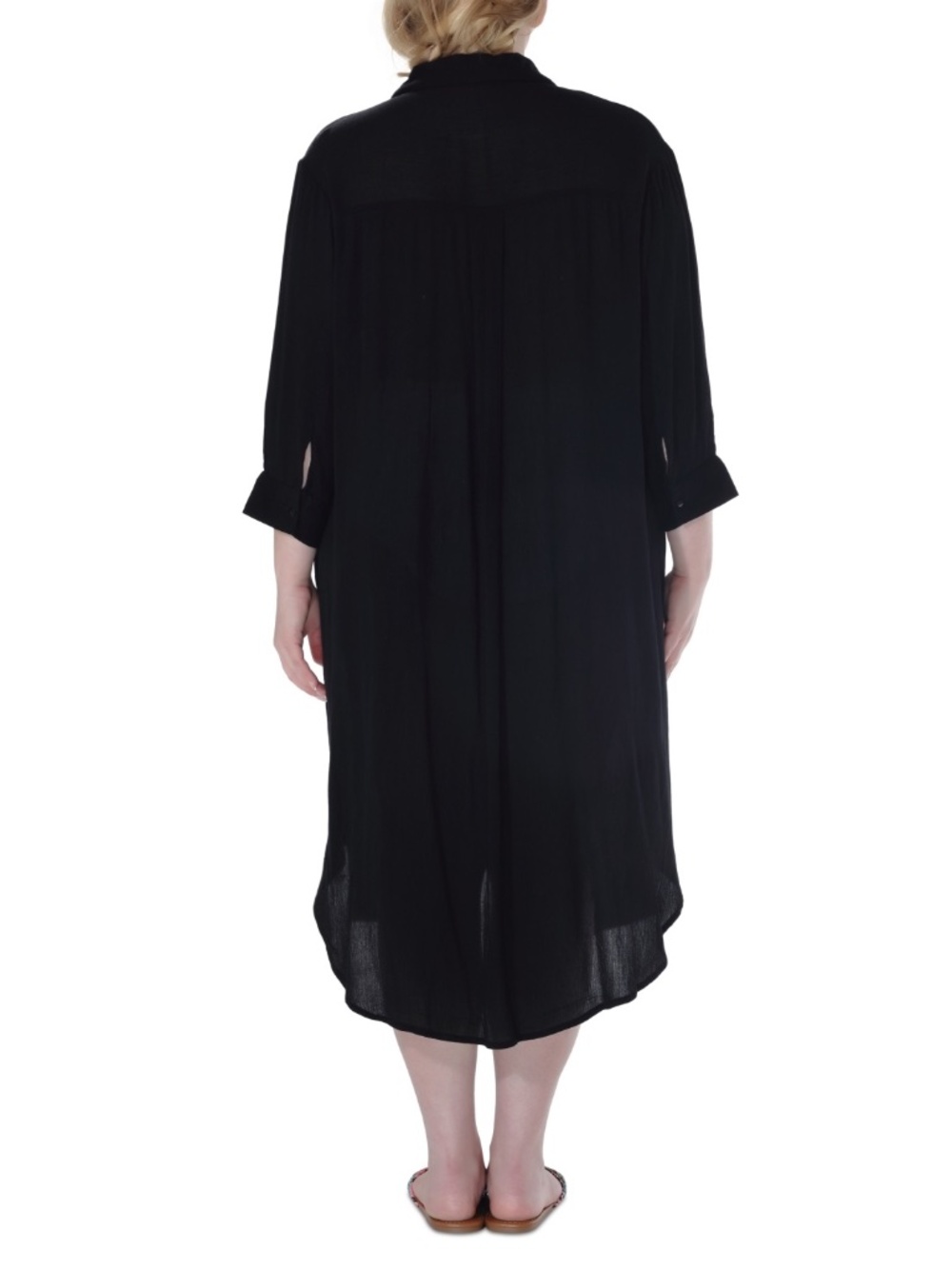 Raviya Plus Size Button-Down MIDI Cover-up Dress - Black - Picture 2 of 3